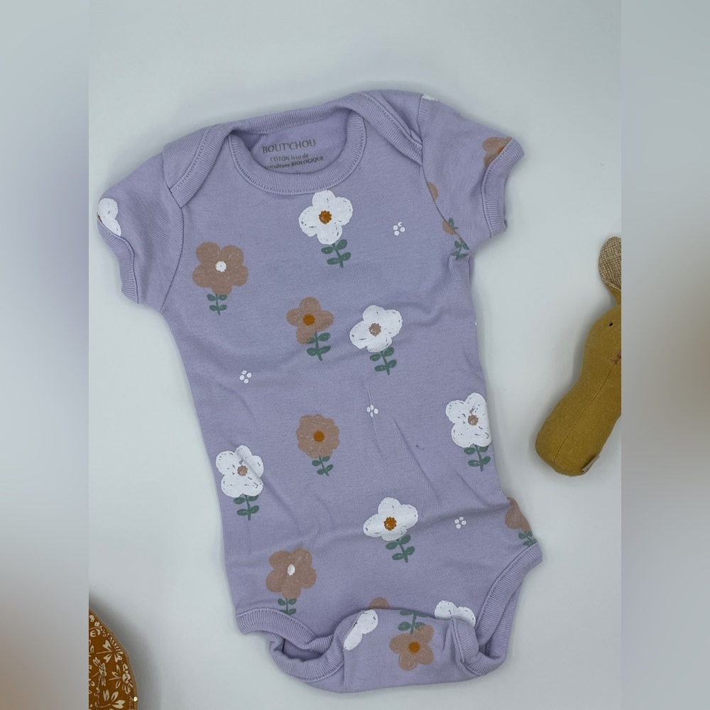 Baby girl onesie- Never worn purple short sleeves onesie